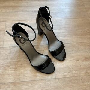 Guess Glossy Black Heels with Ankle Strap